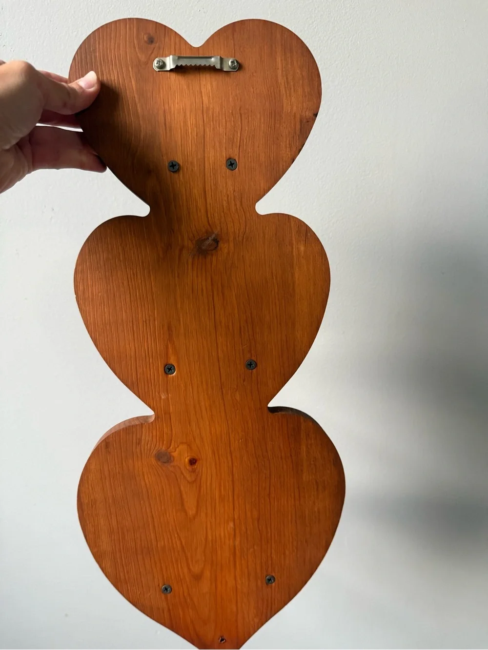 Vtg Wood 3 Tier Heart Shaped Wall Hanging Display Shelf Farmhouse Country 18”